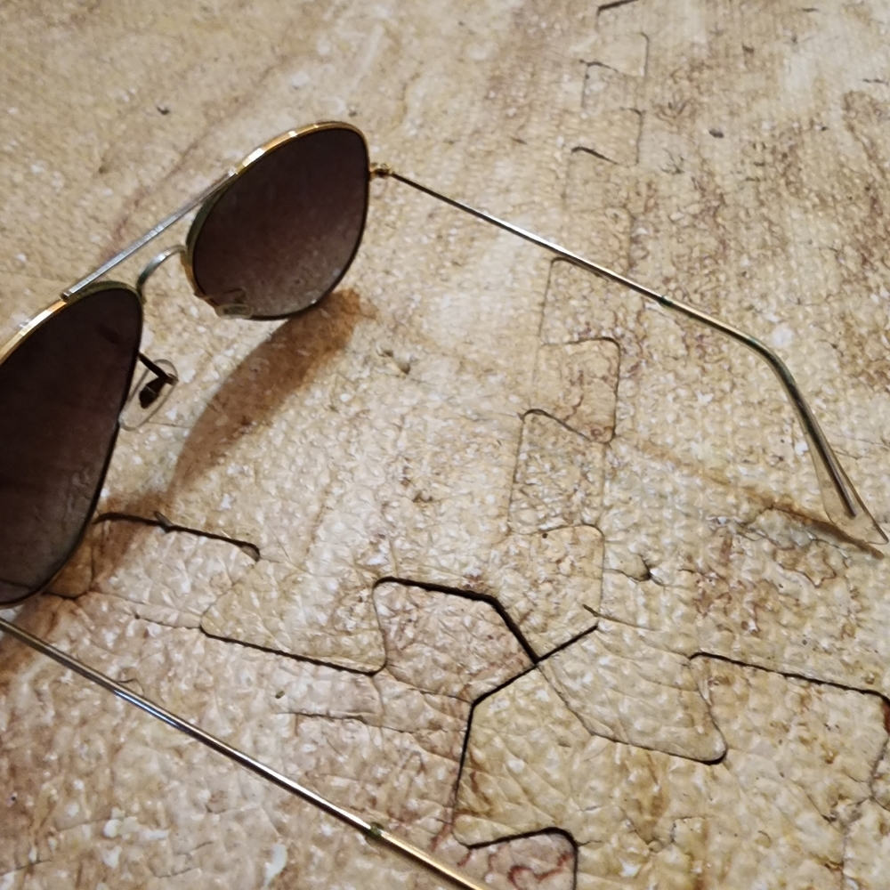 Rayban Aviatot style sunglasses, gold frames